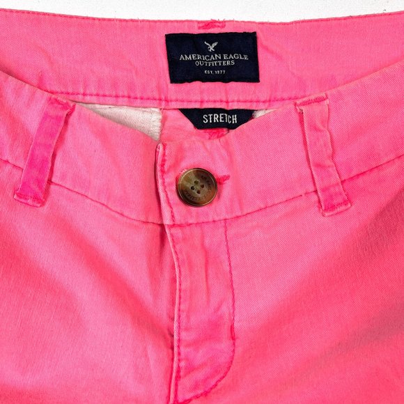 American Eagle bright pink denim midi shorts 4 - Picture 4 of 9
